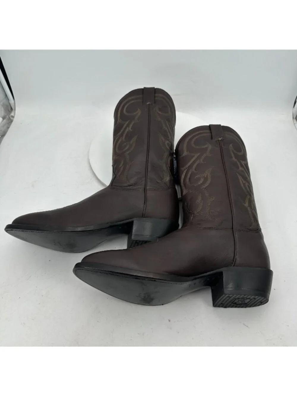 Tony Lama 1112 Men Size 9.5 EE Brown Shark Embroidered Leather Western Boot